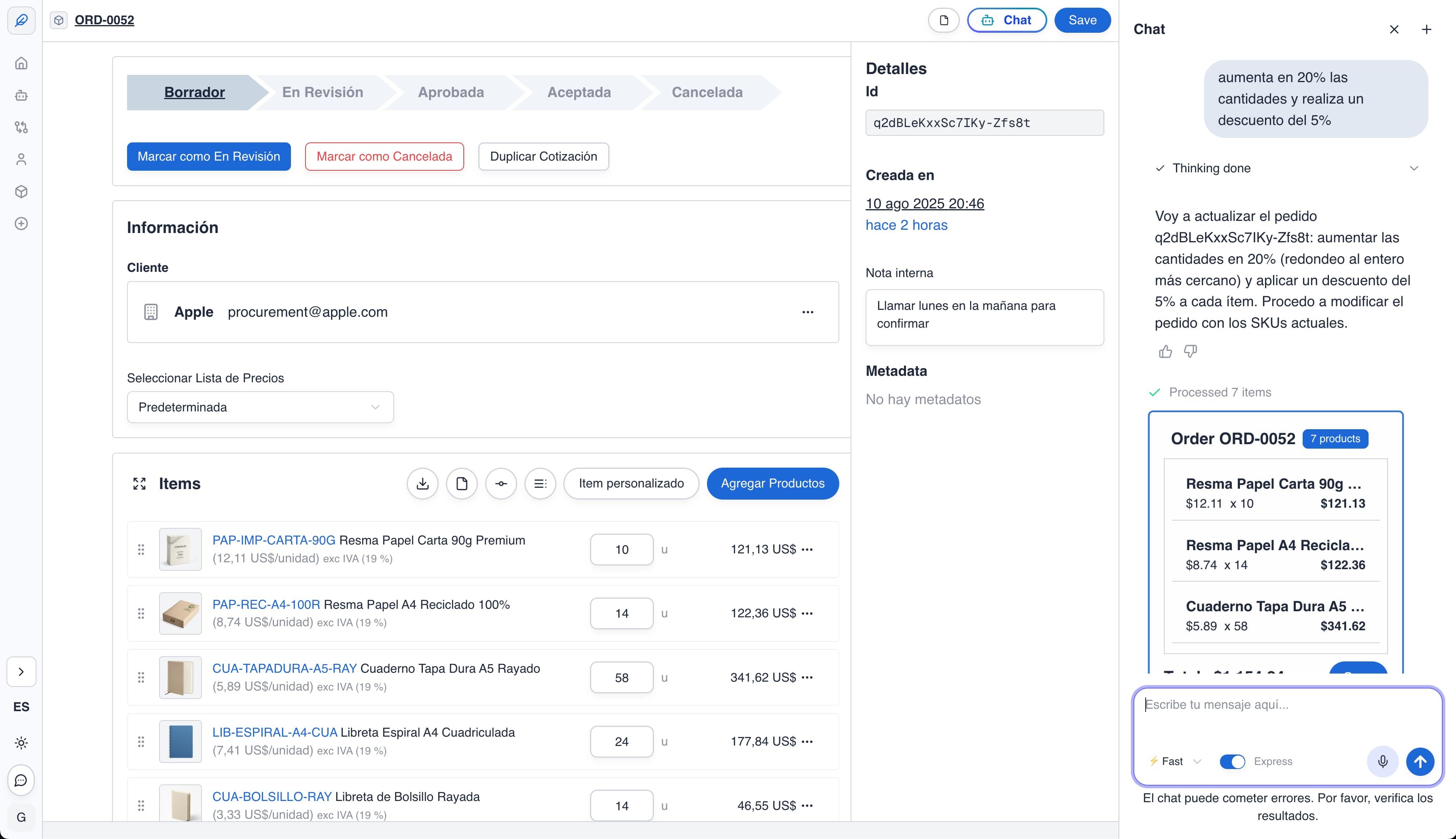 Recerc platform demo showing B2B sales dashboard and quote management interface