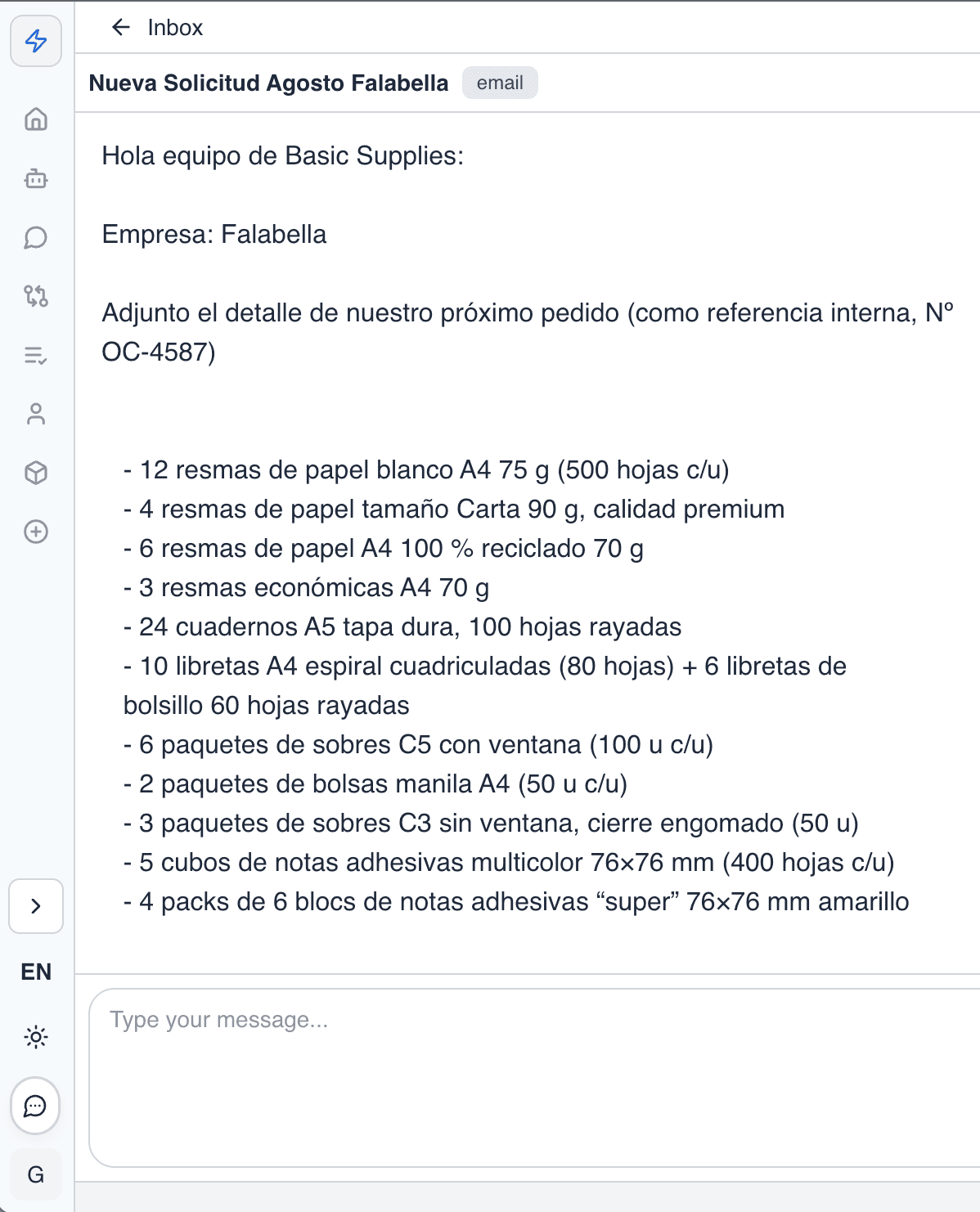 Vista de inbox omnicanal con todos los canales conectados