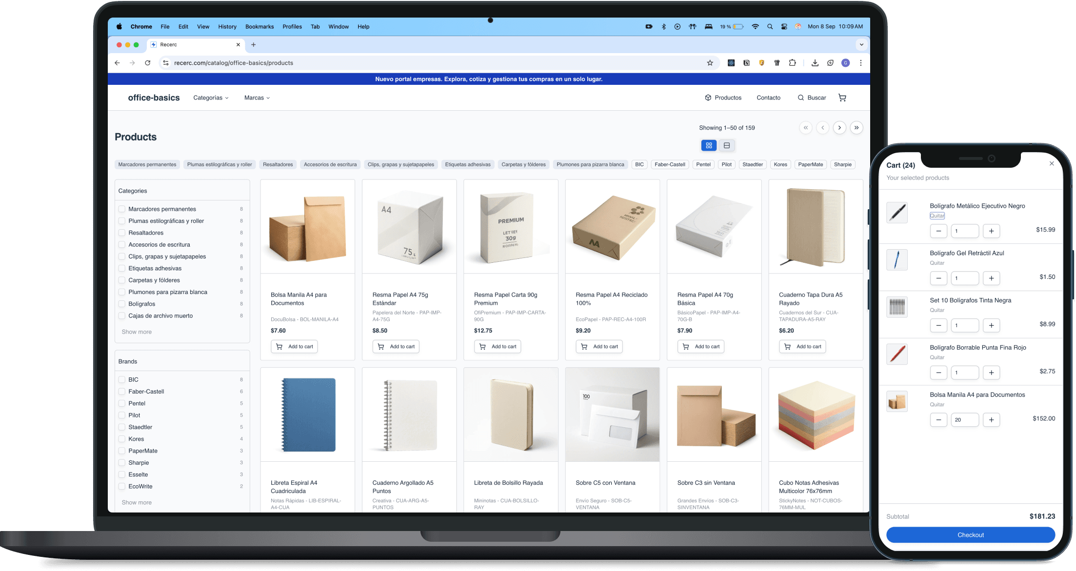 B2B portal on laptop and mobile