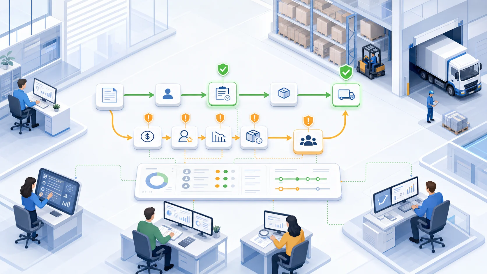 Commercial approval workflow accelerating standard sales and escalating margin, credit, and stock exceptions